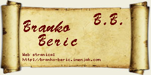 Branko Berić vizit kartica